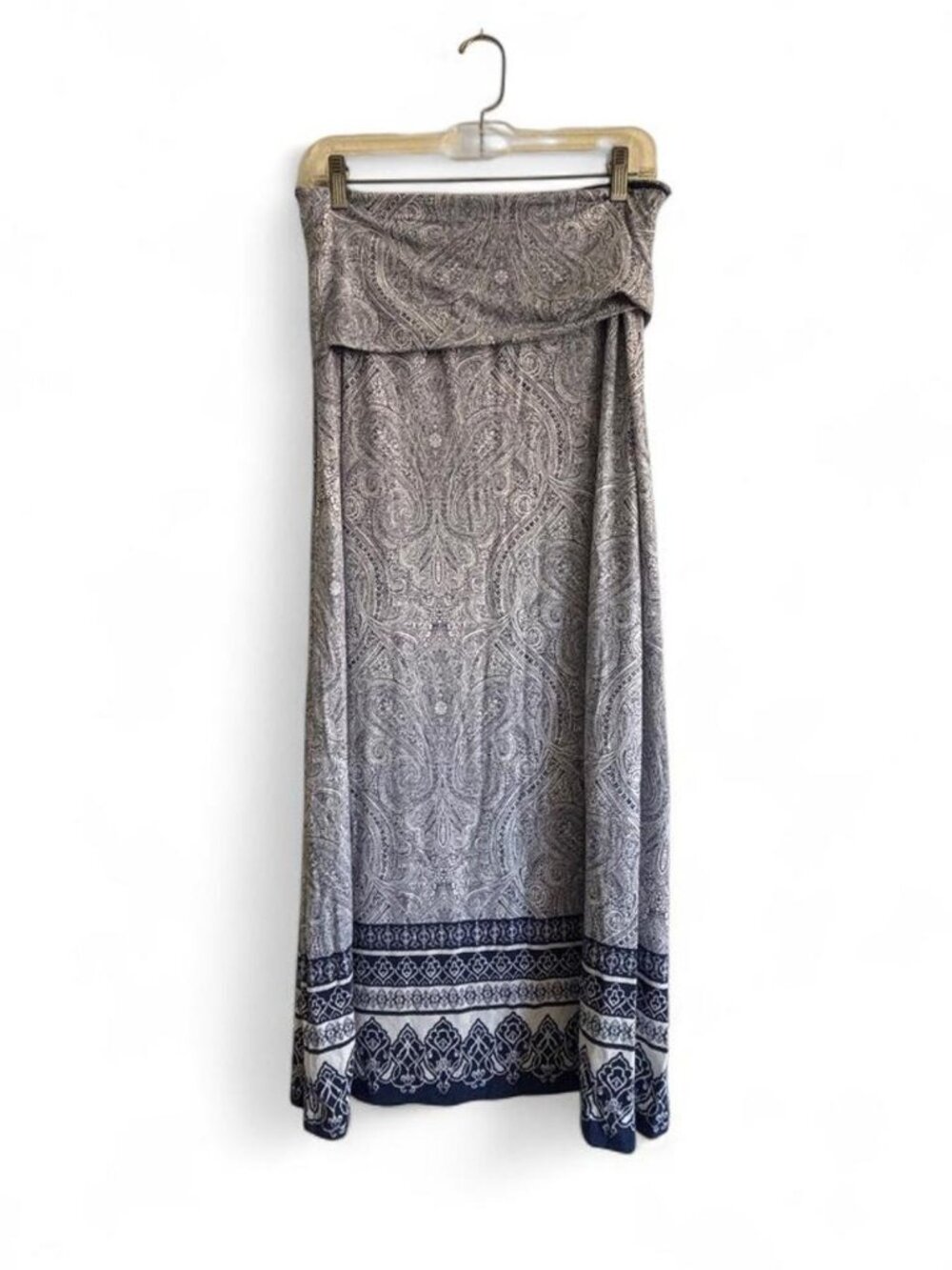 Cynthia Rowley Blue White Paisley Maxi Skirt Size L